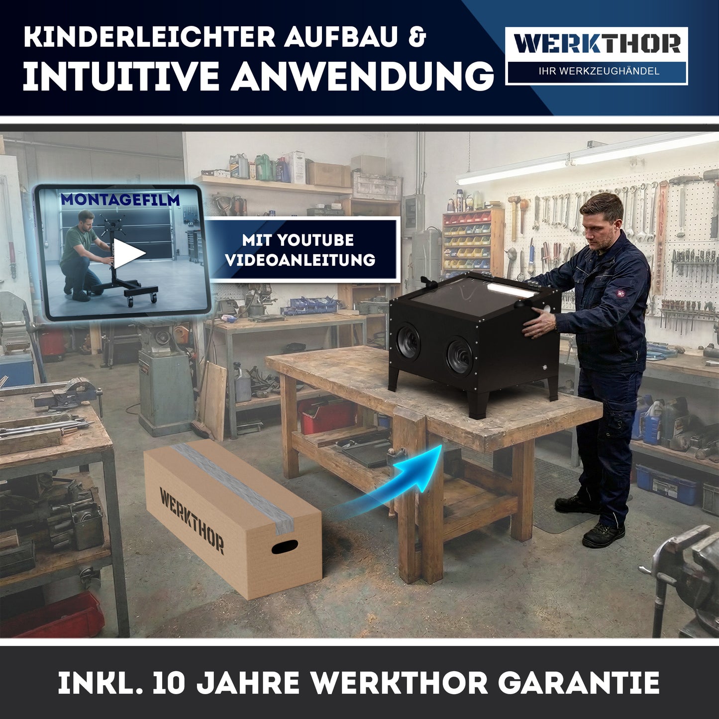 Sandstrahlkabine 90 Liter - für Holz & Metall