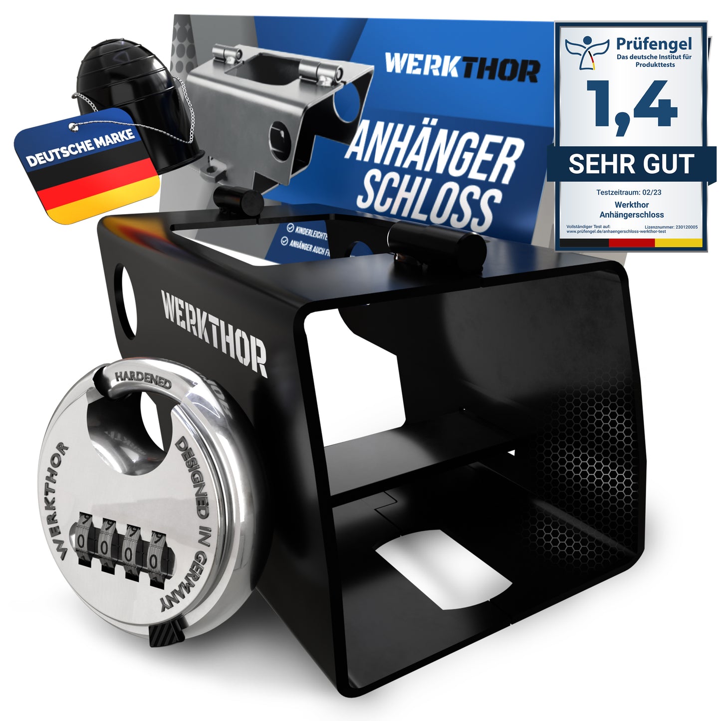Anhängerschloss inkl. Zahlenschloss - Schwarz