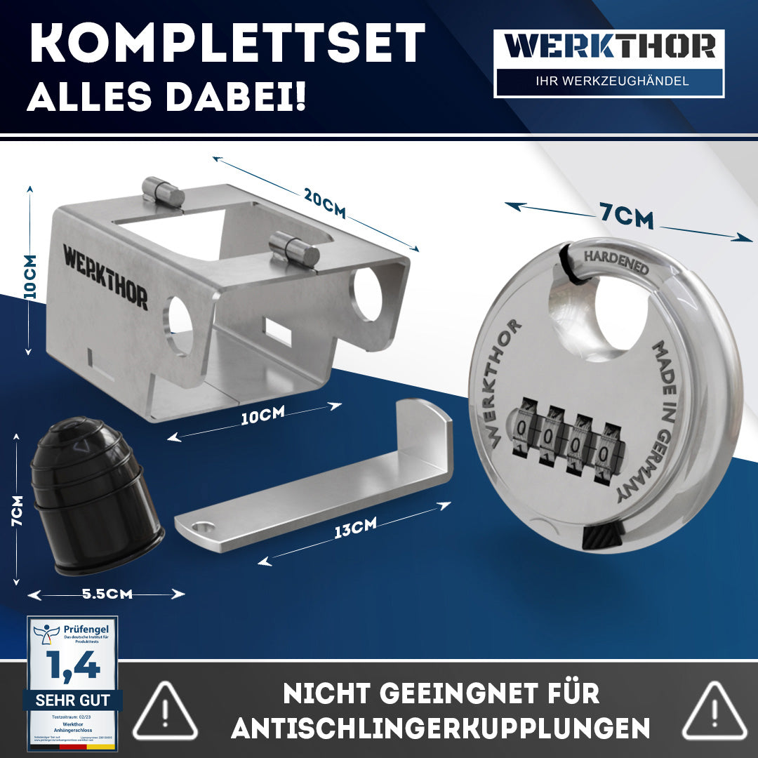 Anhängerschloss inkl. Zahlenschloss - Silber