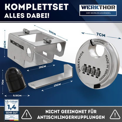 Anhängerschloss inkl. Zahlenschloss - Silber