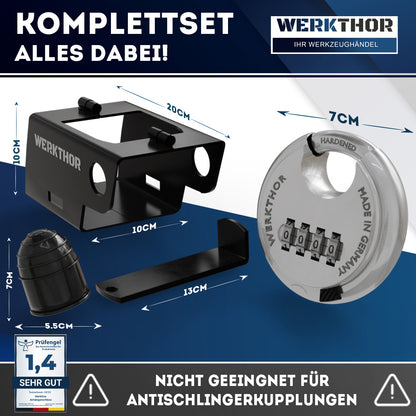 Anhängerschloss inkl. Zahlenschloss - Schwarz