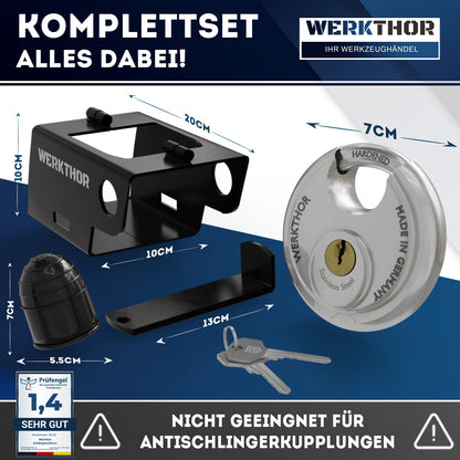 Anhängerschloss inkl. Schlüsselschloss - Schwarz