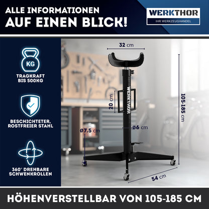 Getriebeheber 500kg hydraulisch & verstellbar 113-195 cm