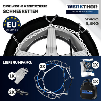Catene da neve omologate [set da 2] con borsa - certificate EN 16662-1