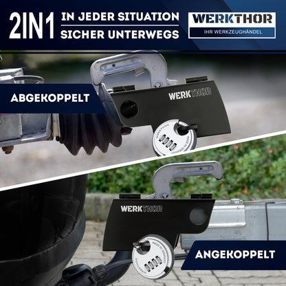 Anhängerschloss inkl. Zahlenschloss - Schwarz