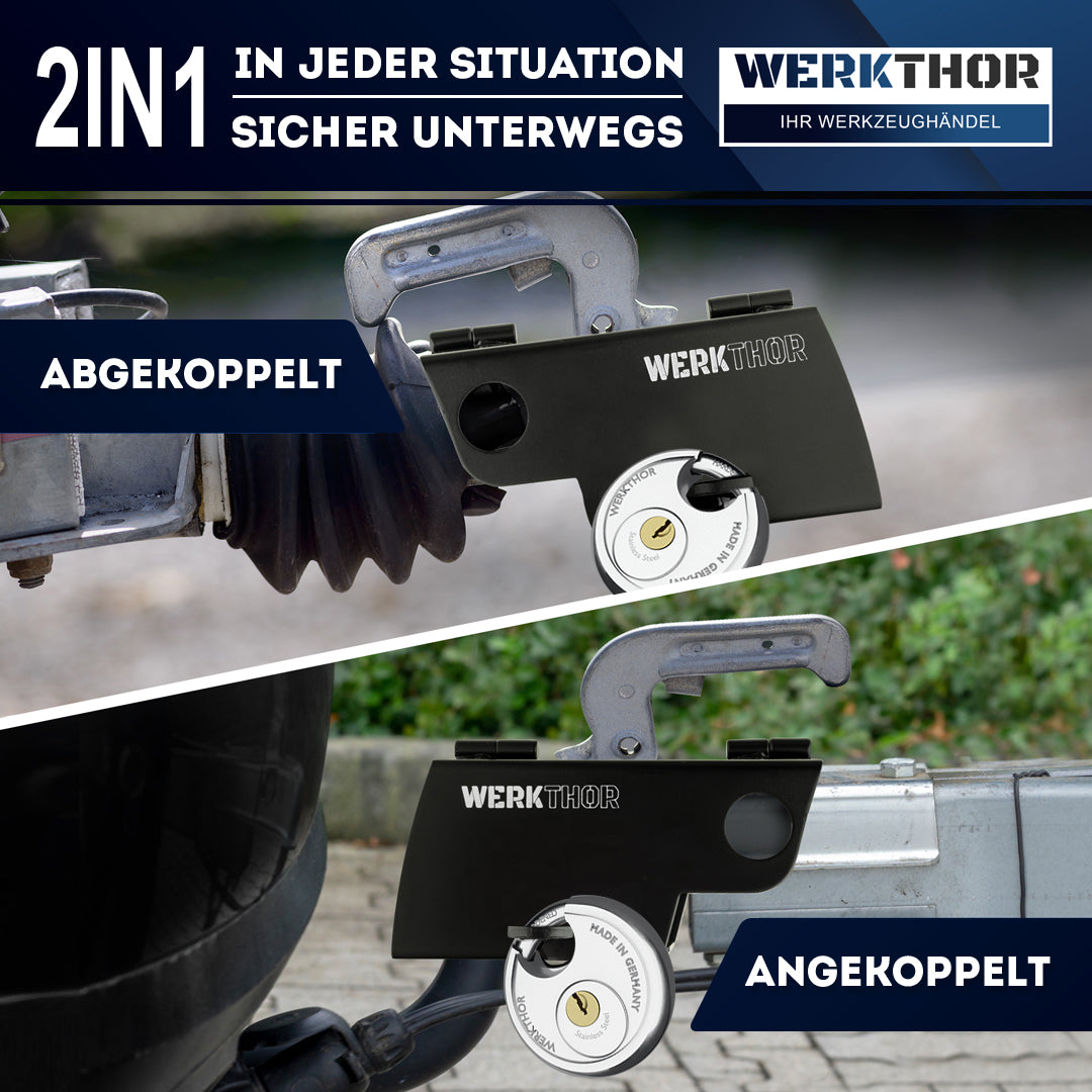 Anhängerschloss inkl. Schlüsselschloss - Schwarz