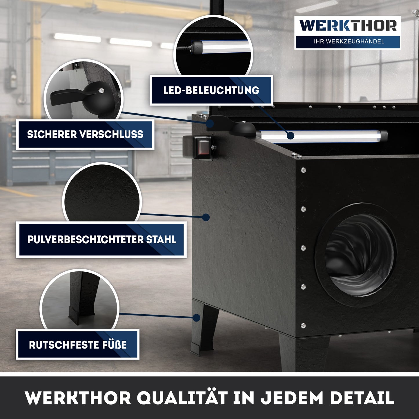 Sandstrahlkabine 90 Liter - für Holz & Metall