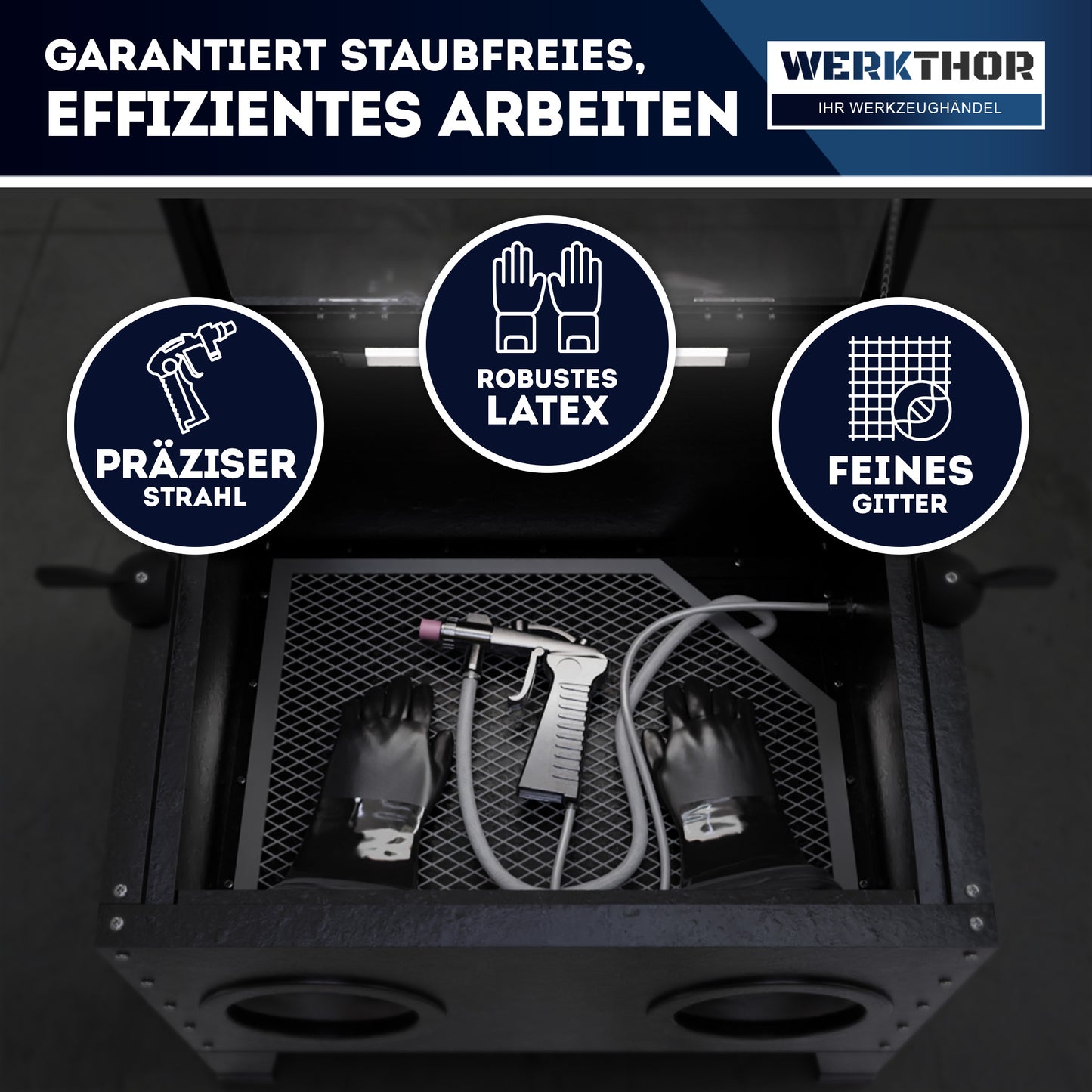 Sandstrahlkabine 90 Liter - für Holz & Metall
