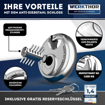 Anhängerschloss inkl. Schlüsselschloss - Schwarz