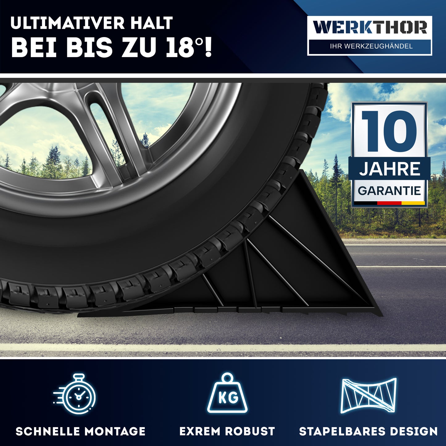 Unterlegkeile mit Halterung inkl. Befestigungsmaterial [2er Set] bis 1600kg Achslast