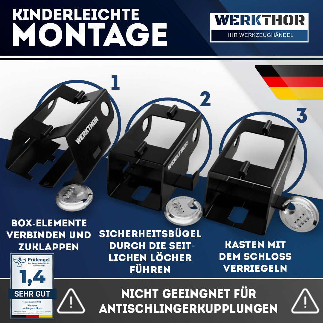 Anhängerschloss inkl. Zahlenschloss - Schwarz