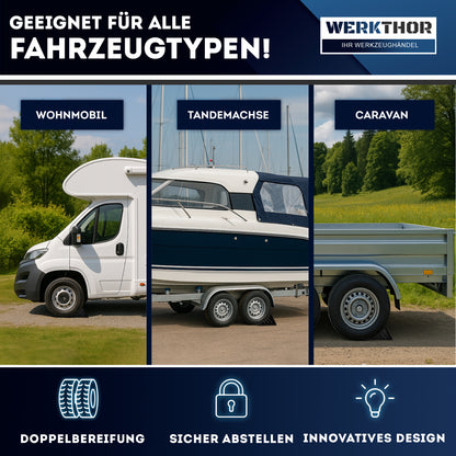 Unterlegkeile mit Halterung inkl. Befestigungsmaterial [2er Set] bis 1600kg Achslast