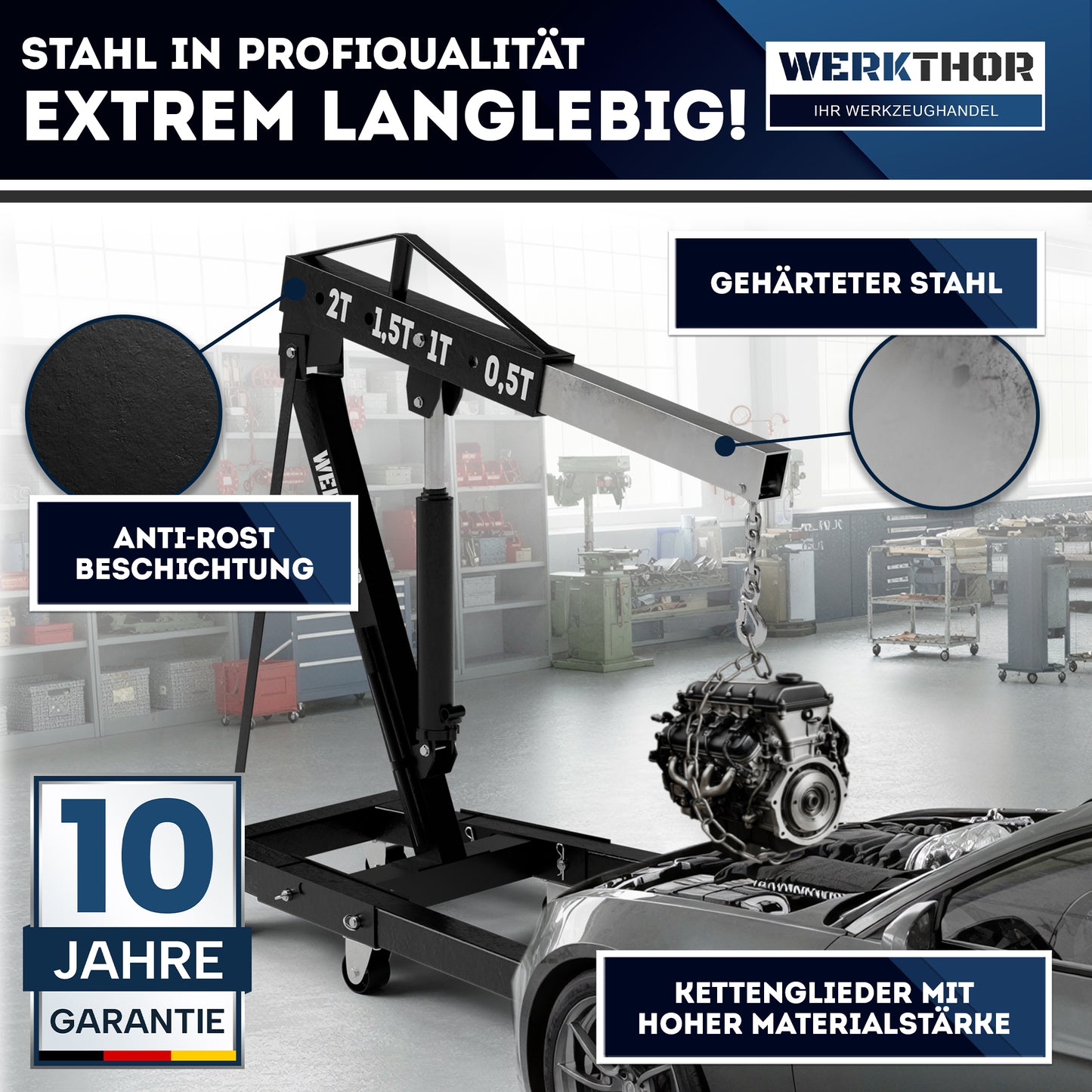 Werkstattkran – Motorkran hydraulisch für Motor Ausbau