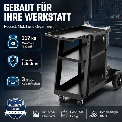 Schweißwagen 80 kg Tragkraft - Schweißtisch mit 3 Ebenen