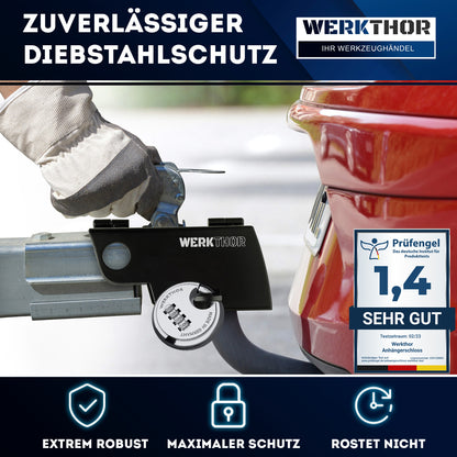 Anhängerschloss inkl. Zahlenschloss - Schwarz