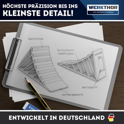 Unterlegkeile mit Griff [2er Set] - Unterlegkeile Anhänger bis 1600kg Achslast