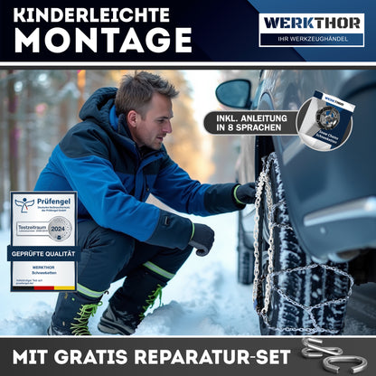 Catene da neve omologate [set da 2] con borsa - certificate EN 16662-1