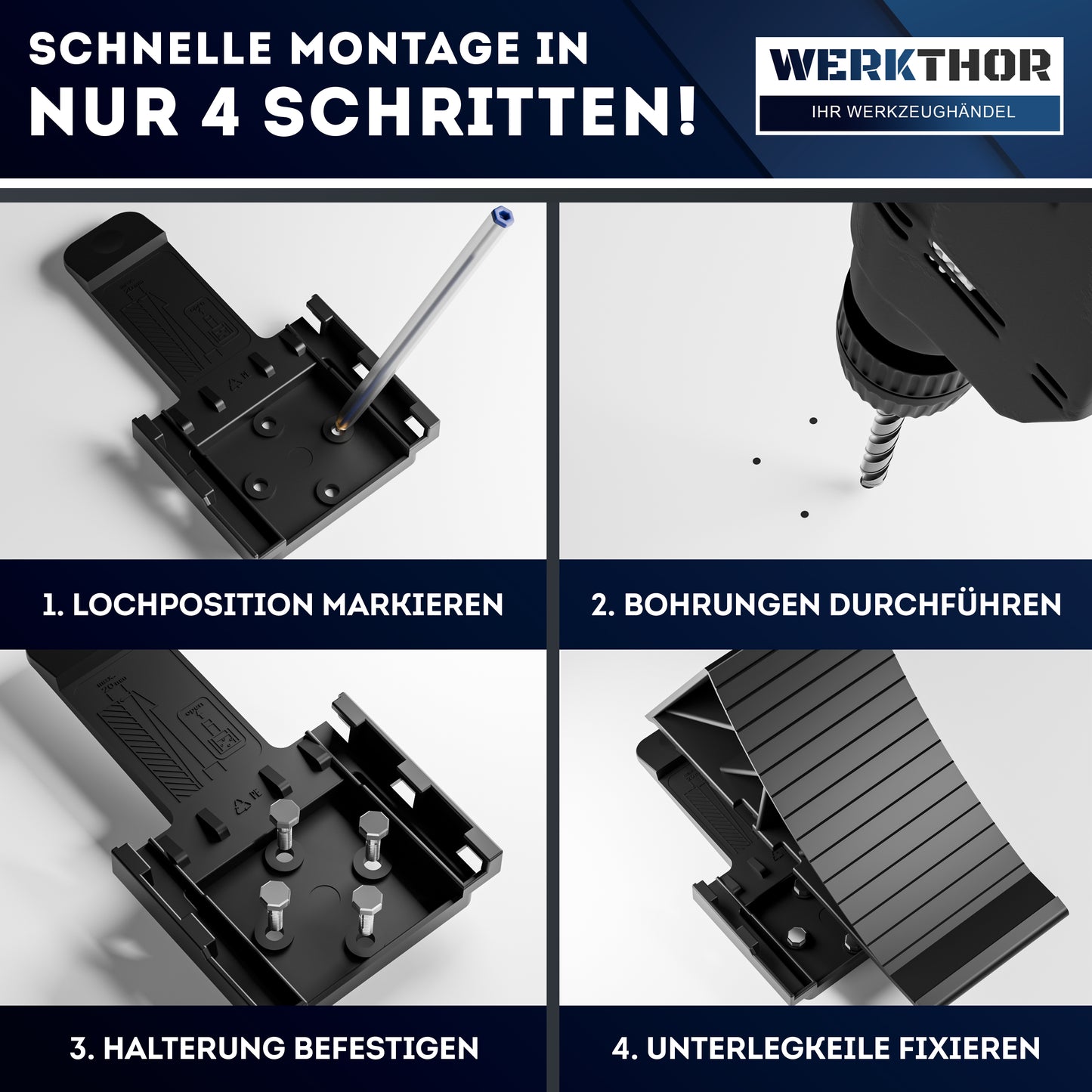 Unterlegkeile mit Halterung inkl. Befestigungsmaterial [2er Set] bis 1600kg Achslast