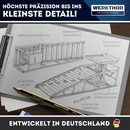 Hydraulische Auffahrrampe bis 4T [2er Set]
