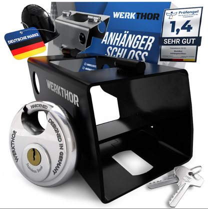 Anhängerschloss inkl. Schlüsselschloss - Schwarz